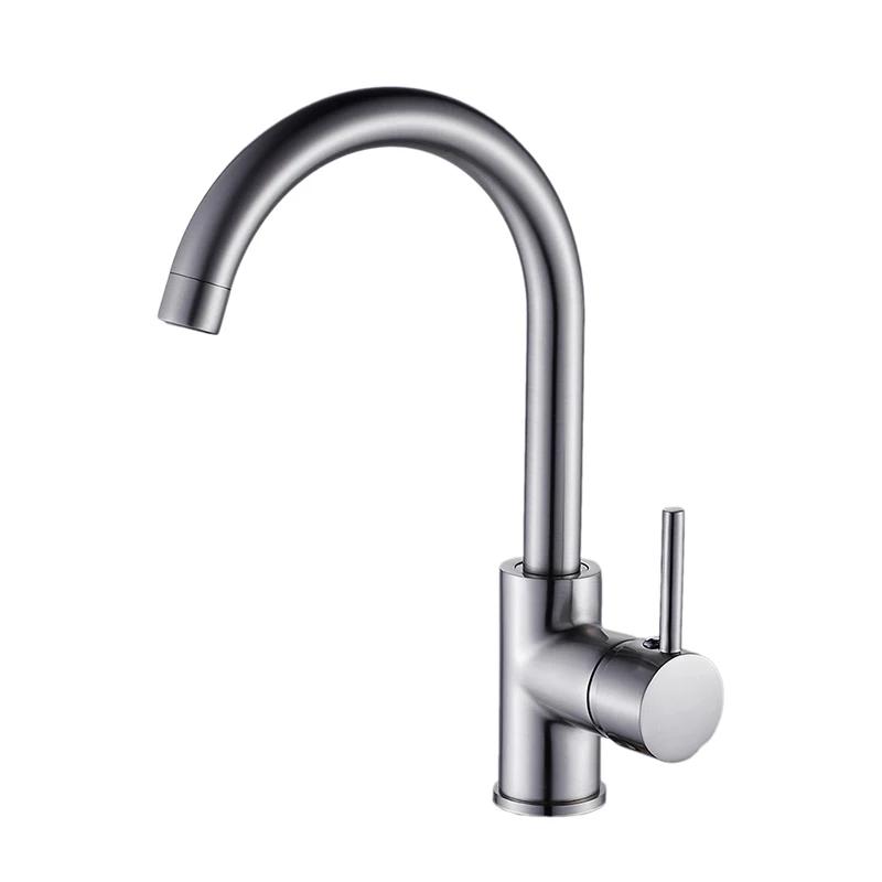 High Arc Matte Black Kitchen Faucet Single 7114R 360-degree Twist Rotatable Water Faucet Cheap Kitchen Faucet Stainless Steel