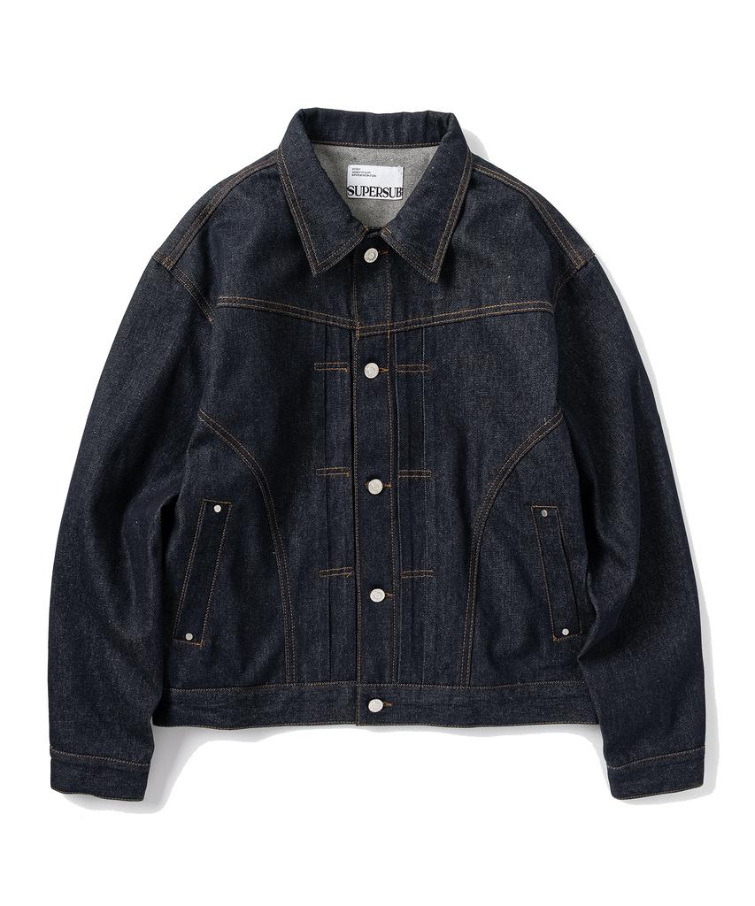 Supersub Curved Denim Trucker Jacket - Indigo Blue