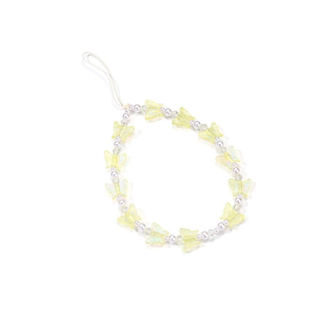 Handmade Colored Acrylic Butterfly Beaded Mobile Phone Chain Wholesale Personalized Wrist Anti-loss Pendant Pendant