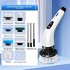 Brosse de nettoyage électrique 9 en 1 pour salle de bain avec poignées à double longueur