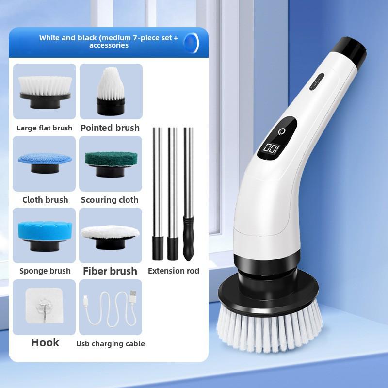 9-in-1 Electric Bathroom Cleaning Brush with Dual-Length Handles