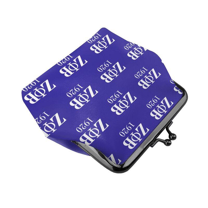 Zeta Phi Beta 1920 Print Leather Coin Purse Small Kiss-Lock Change Pouch Clasp Closure Buckle Wallet for Women Girls