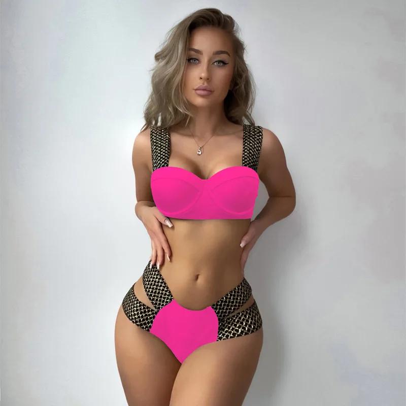 2024 New Women's Bandage Push Up Padded Bikini Sets Sexy Ladies Swimsuit High Waist Bikinis Swimwear Beachwear Bathing Suit