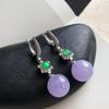 Natürliche Violette Chalcedon Perlen Ohrringe Für Frauen Eingelegter Diamant Neu In Vintage Mode Charme Ohrstecker Hochzeitsschmuck