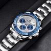 Pagani Design Men's Watch SEIKO Quartz Movement Chronograph Waterproof Ceramic Bezel Stainless Steel Blue