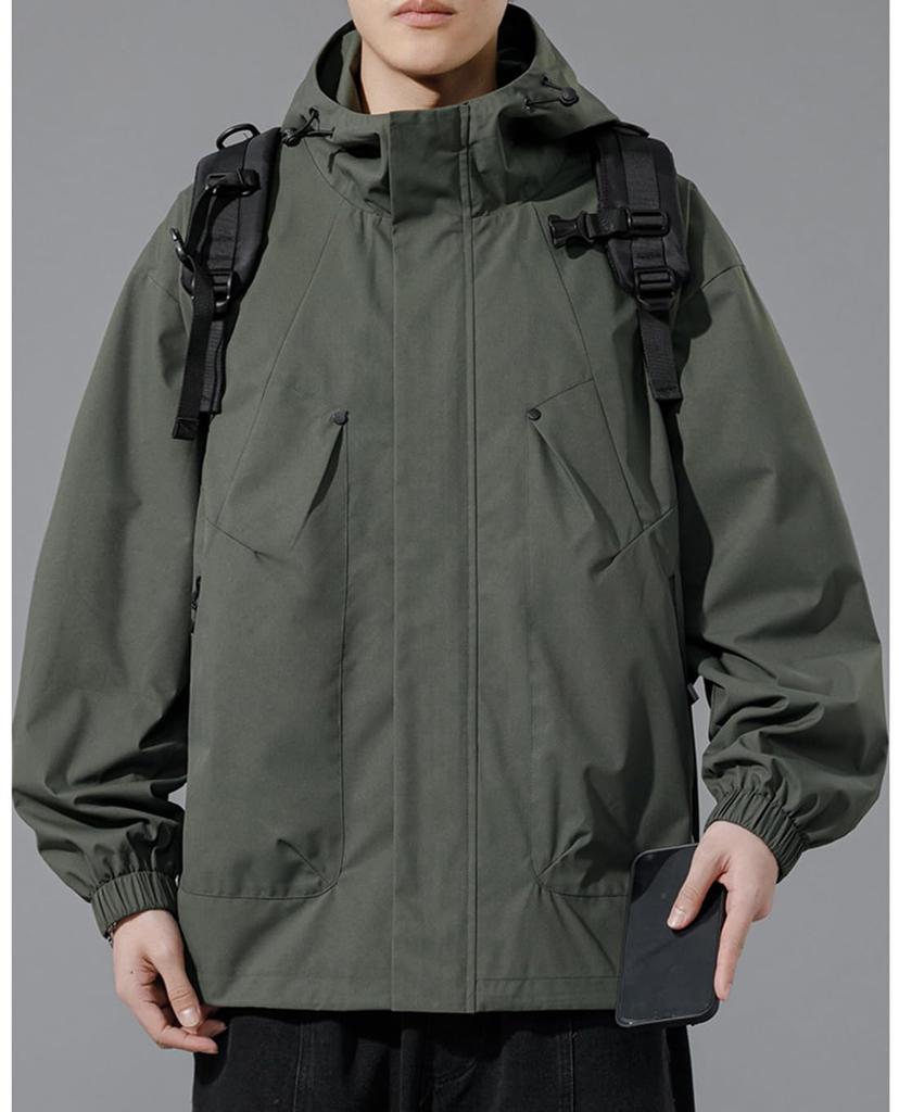 OKJCON Ensfarvet Plussstørrelse Herre Høst/Vinterfrakk, Casual, Business, Stilig, (3XL, Grønn)