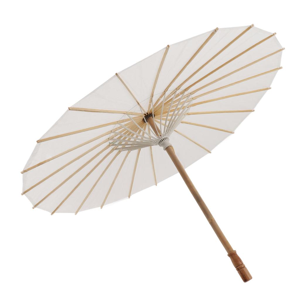 Papirparasoll for barn, bambus og papir i kinesisk stil, elegante hvite DIY-papirparaplyer for dekorasjon
