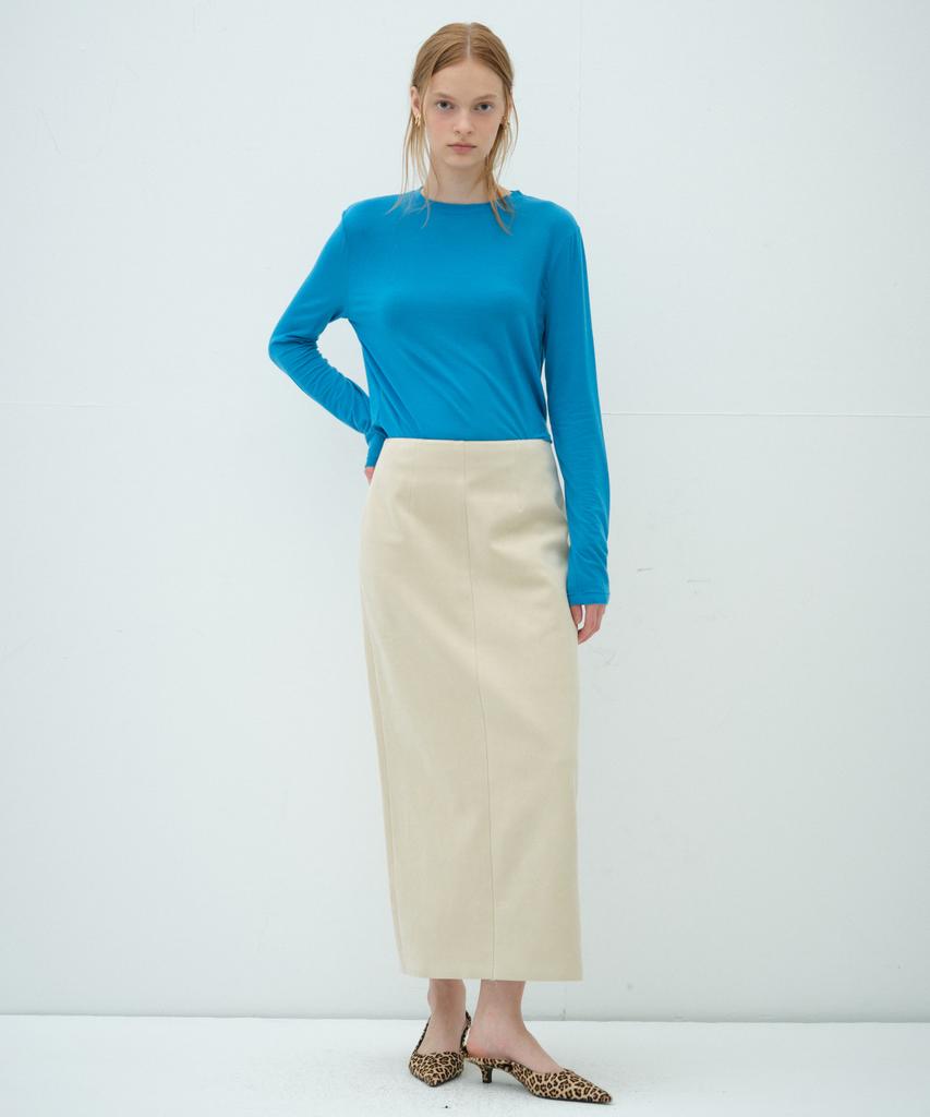 Obeodyupeulleeo Suede Long Skirt_Light Beige
