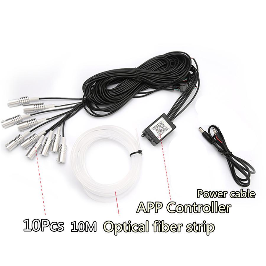 10 in 1 RGB LED Car Interior Neon EL Fiber Optical Strip Light Atmosphere Lamp