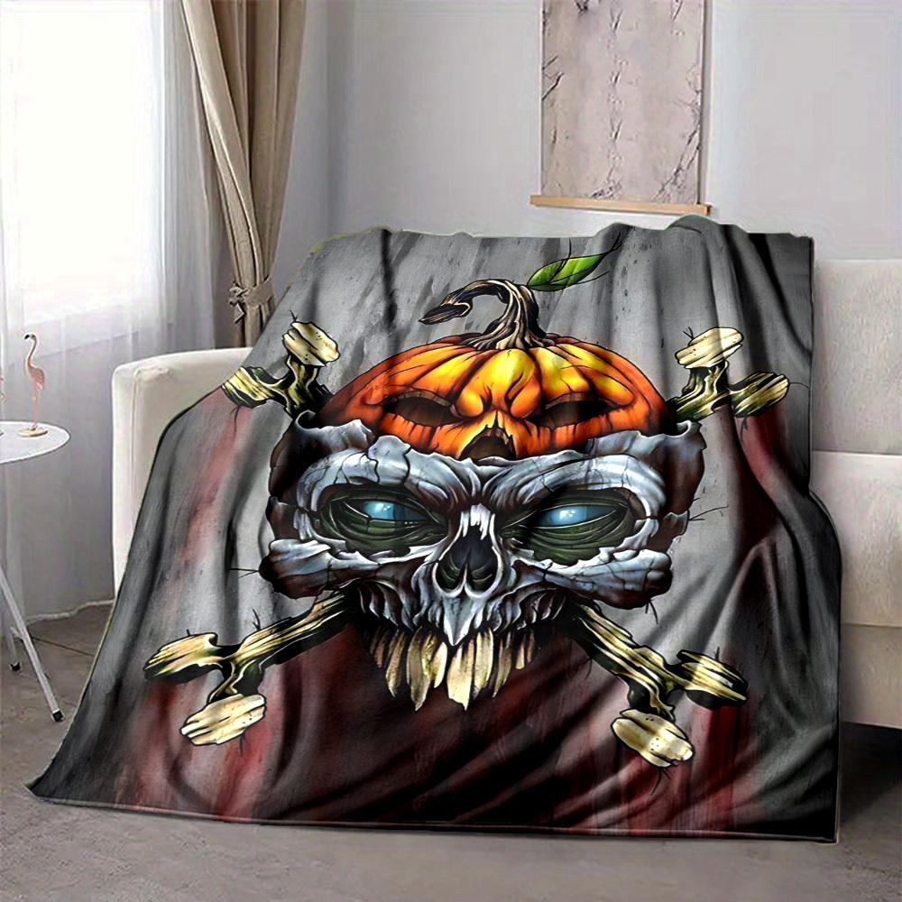 

1pc Pumpkin Skull Blanket, Lightweight Flannel Blanket For Sofa, Bed, Travel, Camping, Living Room, Office, Couch, Chair232 130cmx150cm