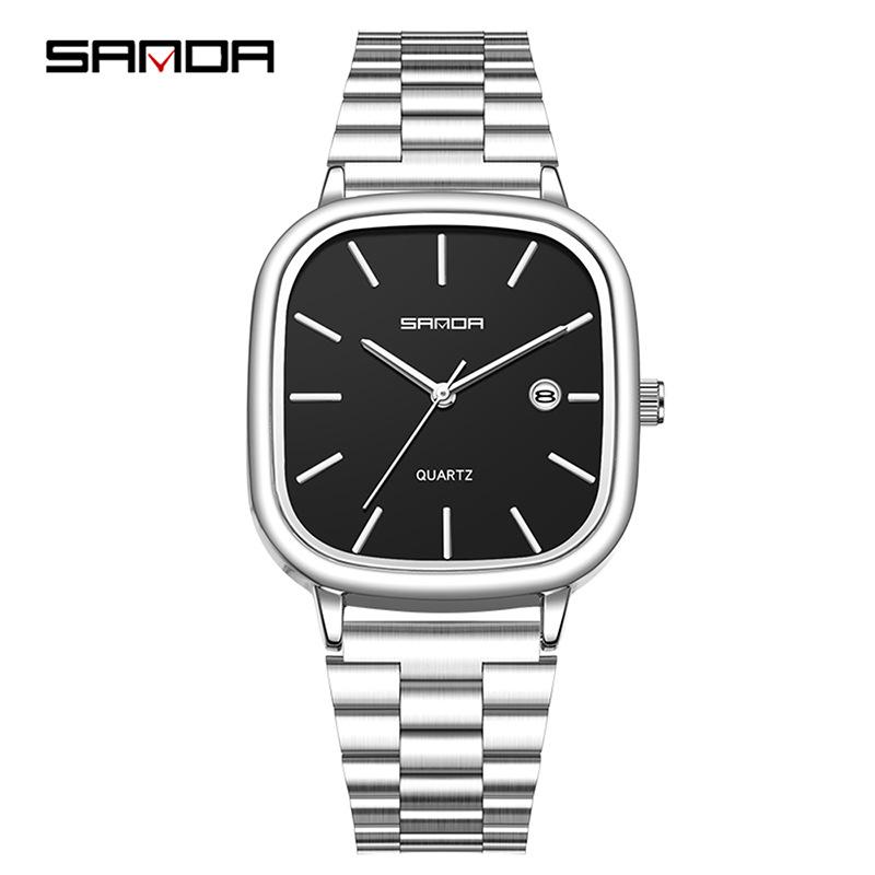 Новые модные кварцевые часы Sanda в ретро-стиле - Квадратный дизайн, простые, но элегантные