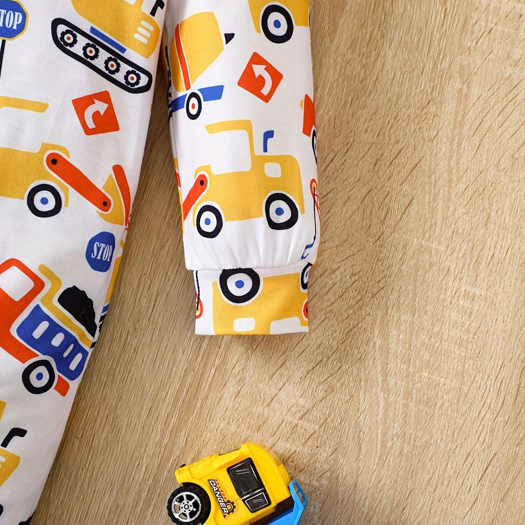 Newborn Baby Truck Long Sleeve Romper Baby-boys Sleep And Play Pjs Cartoon Pattern For 1-24 Months