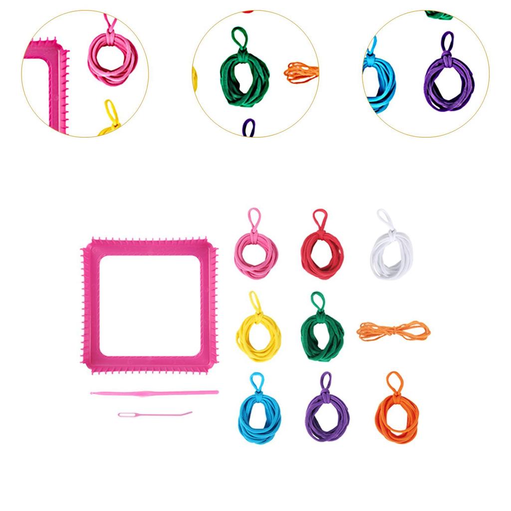 Weaving Loom Kit Making Toy DIY Craft with Crochet Hook Pot Holder Loops for Kids Beginners Adults Tote Bag Christmas Gifts