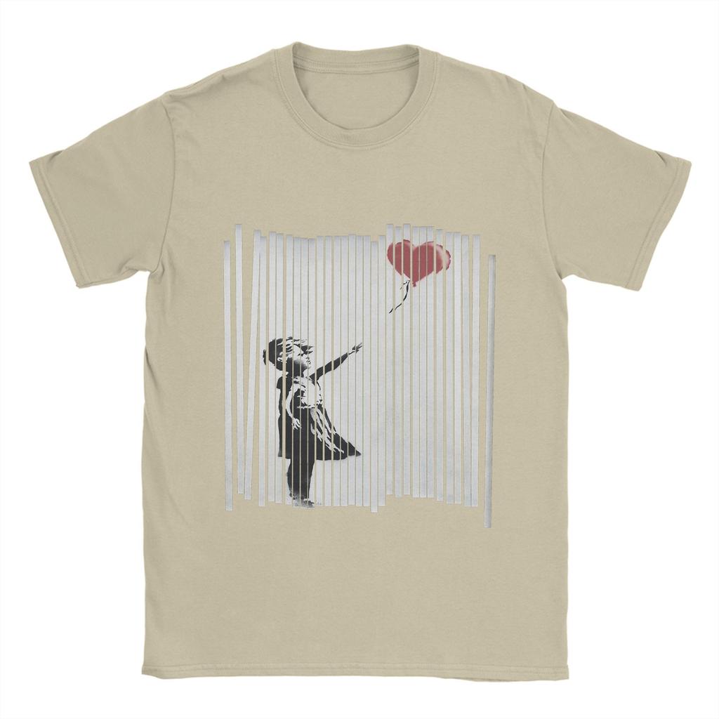 Banksy T-Shirt Sommer Zerrissenes Ballonmädchen Neuheit T-Shirts Herren Reine O-Ausschnitt Übergröße Kleidung Kurze Ärmel Lustiges T-Shirt
