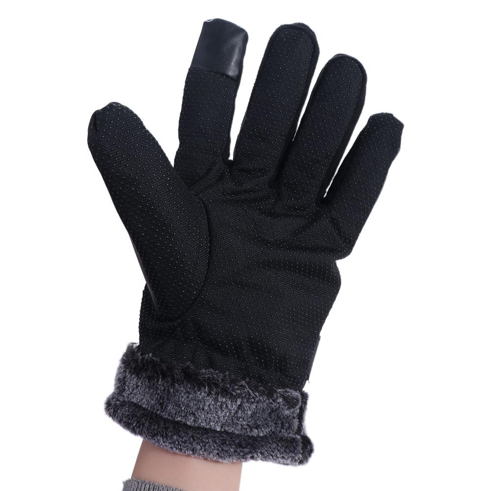 Men's PU Leather Gloves Keep Warm Motorcycle Full Finger Mittens  Man