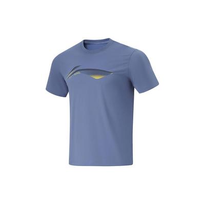 Fitness Series Logo Print Moisture-Wicking Quick-Dry Crew Neck Short Sleeve T-Shirt Men Tops Dust-Blue ATSU479-6