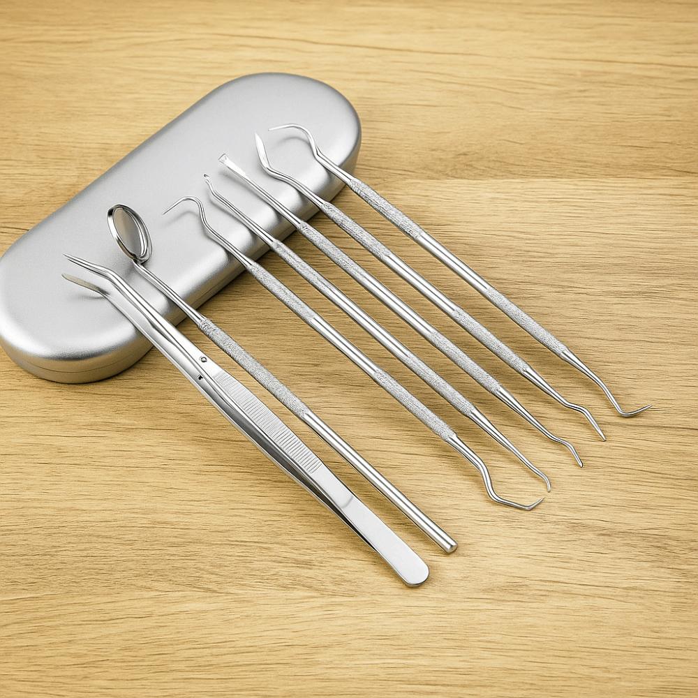 7/8Pcs Rustproof Tooth Care Kit Stainless Steel Tongue Scraper Dental Cleaning Tools Adult