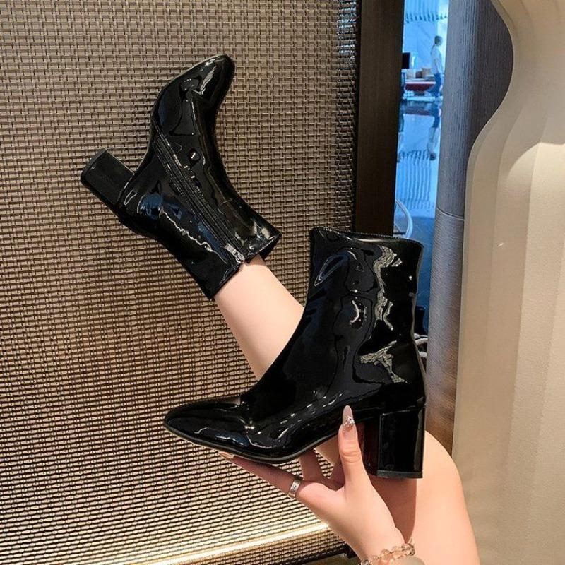 Fashion Zip Ankle Boots for Women Pole Heeled Stripper Very High Heels Woman Short Shoes New In Fashion 2025 Autumn Hot Pu Trend Booties