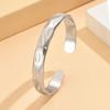 European-American Baroque Hammered Texture Open Stainless Steel Bracelet with Gold Plating for Women