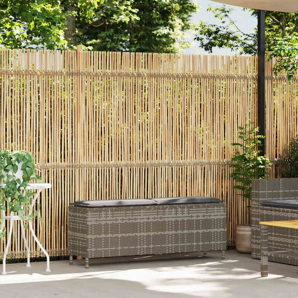 Garden Bench with Cushion Gray 110x30x40.5 Cm Poly Rattan