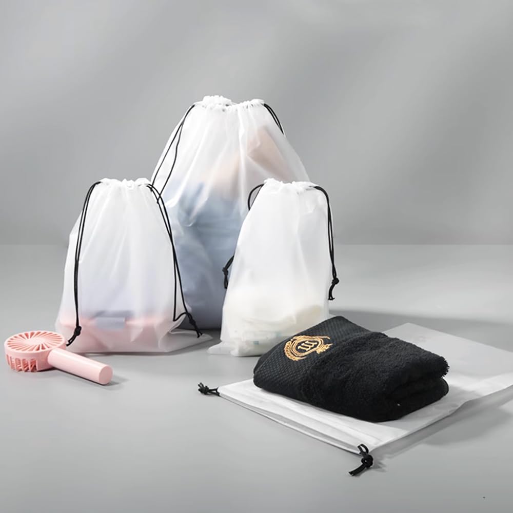 Set of 20 Vinyl Drawstring Bags in 4 Waterproof and Travel Storage Bags for Wet Small Wet and Drawstring Bags for Travel and Overseas Business Trips