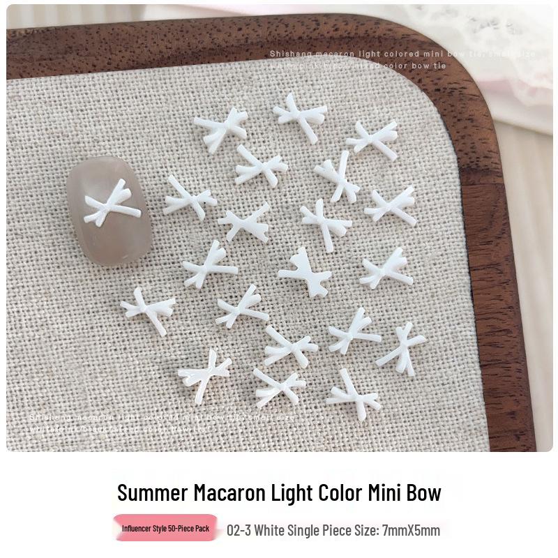 2025 3D Mini Bow Tie Nail Art Decorations in Black, White, Pink, and Macaron Colors