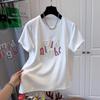 220g Trendy Brand Cotton Extra Large Beaded Embroidered Round Neck Loose Short Sleeve T-Shirt