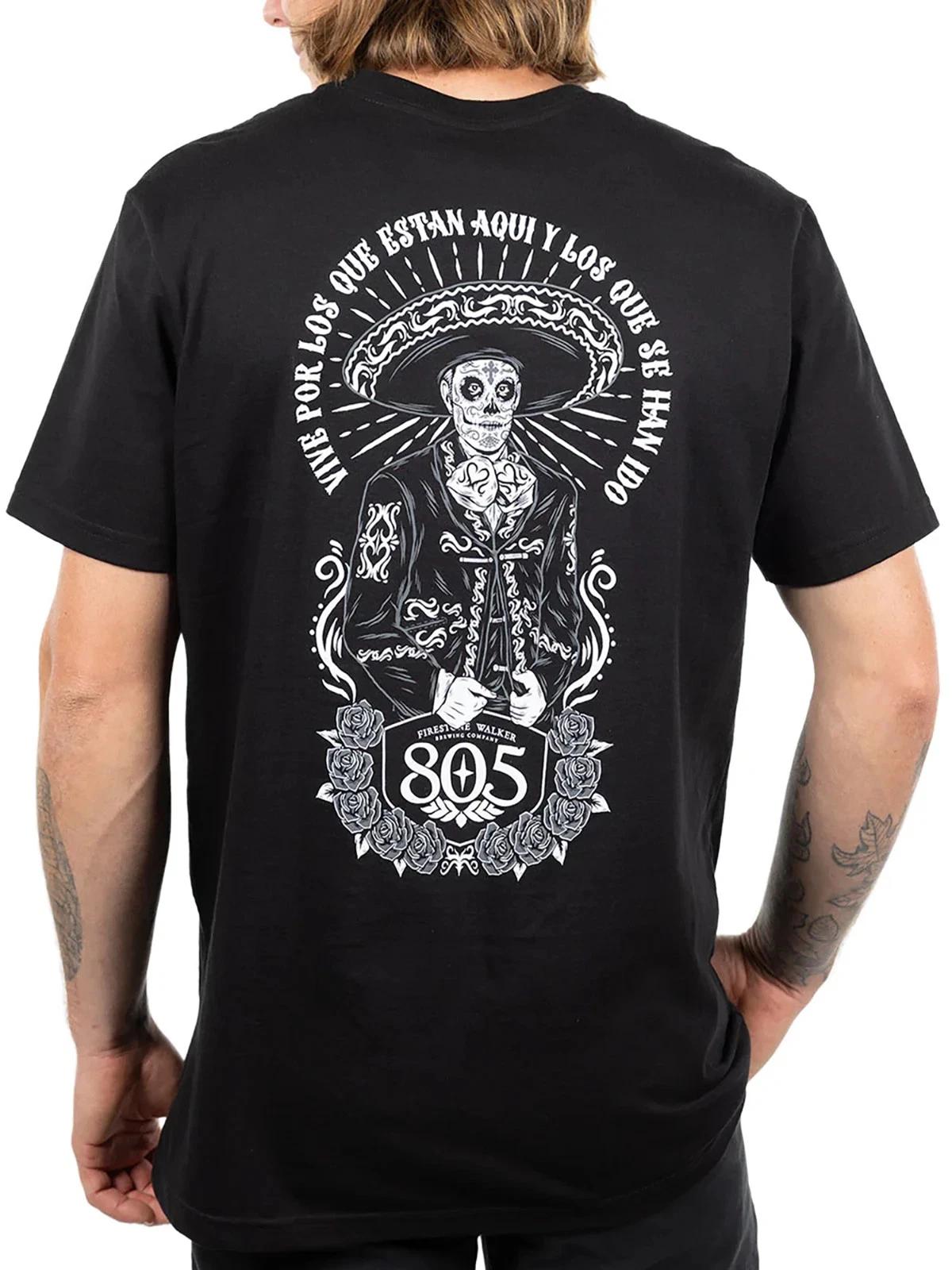 Fasthouse Men s 805 Premier Vive Por Short Sleeve T-shirt Skeleton with Sombrero M