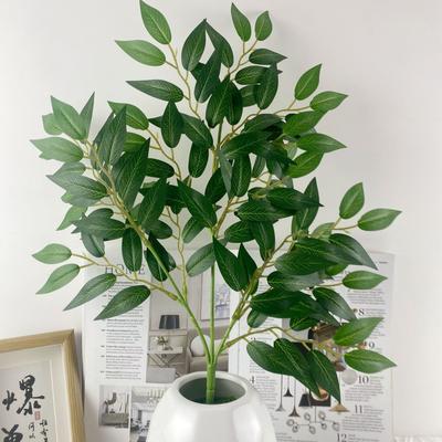 Direct Sales Simulation Green Plant Leaf Silk Screen Printing Single Branch Three-Pronged 16 Mesh Willow Leaf Home Ornament Decoration Shooting