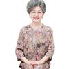 Elderly Women's Chinese Style 3/4 Sleeve Summer Outfit Set