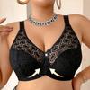 Plus-size European and American Style Wire-free Pad-free Bra with Semi-sheer Openwork Lace Pattern