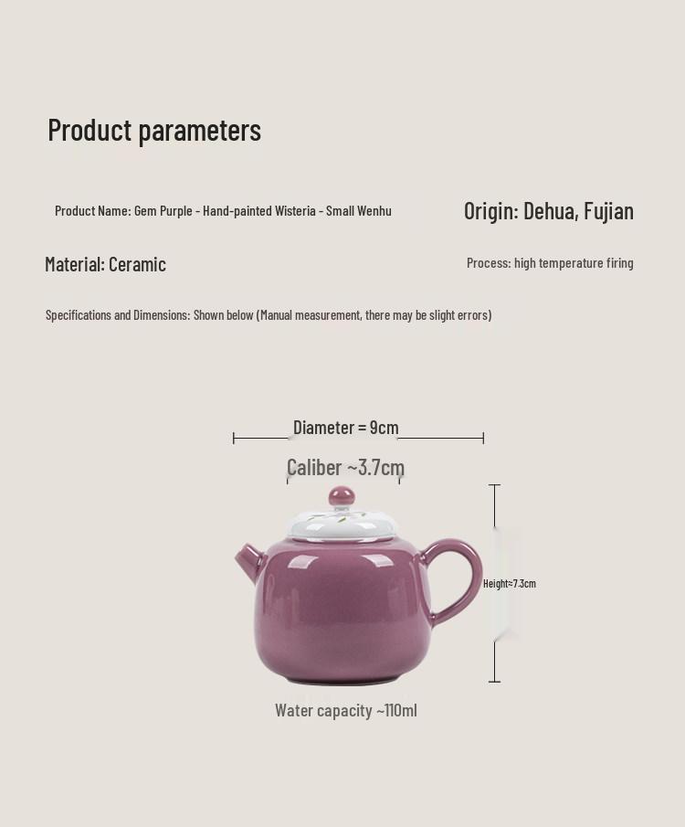 Guanlan Wisteria Ceramic Teapot: Elegant Hand-Painted Ladies' Tea Infuser Set for Kung Fu Tea Brewing