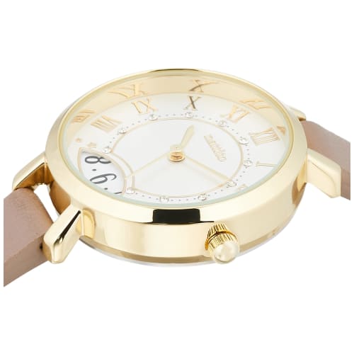 Fieldwork Tova Analog Watch with Date Display, Gold Leather Strap, Gray, YM054-2, Women's