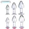 Transparent Diamond-Studded Glass Anal Plug for Adult Training
