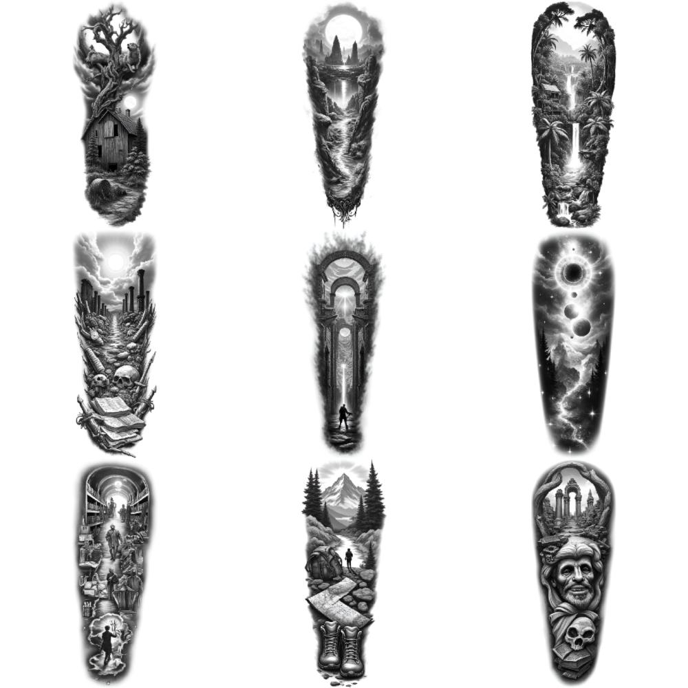 3pcs Temporary Tattoo Waterfall Tattoo Realistic Temporary Tattoos Moon Tattoo Tree Tattoo For Thighs Women Arms