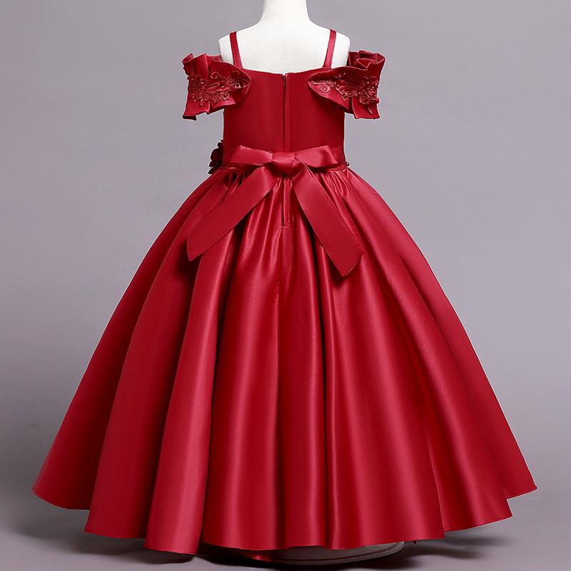 Dívčí šaty pro princeznu Elegantní svatební šaty Plesové večerní šaty s květinovým potiskem Bílá krajka Dívčí večerní šaty k prvnímu přijímání