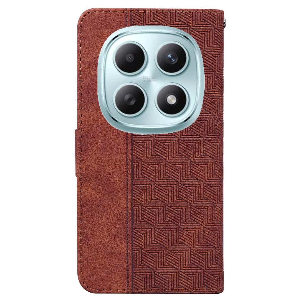 For Xiaomi Poco M8 5G/Redmi Note 15 5G (Global) Case Geometry Pattern Leather Wallet Phone Cover with Wrist Strap