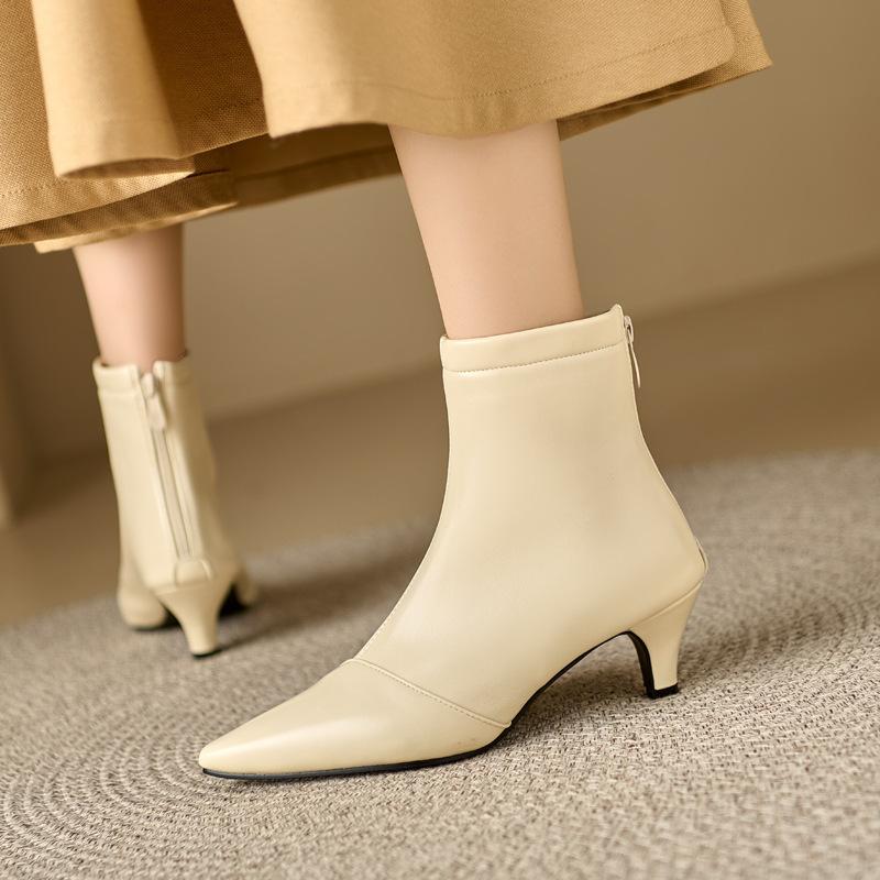 Simple mid-heel ankle socks boots skinny boots Martin boots European and American knight boots
