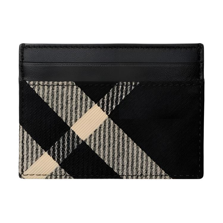 Burberry Decorative Jacquard Fine Wool Check Four Card Slot Cotton Card Holder Men Card Holder Black White 80895081