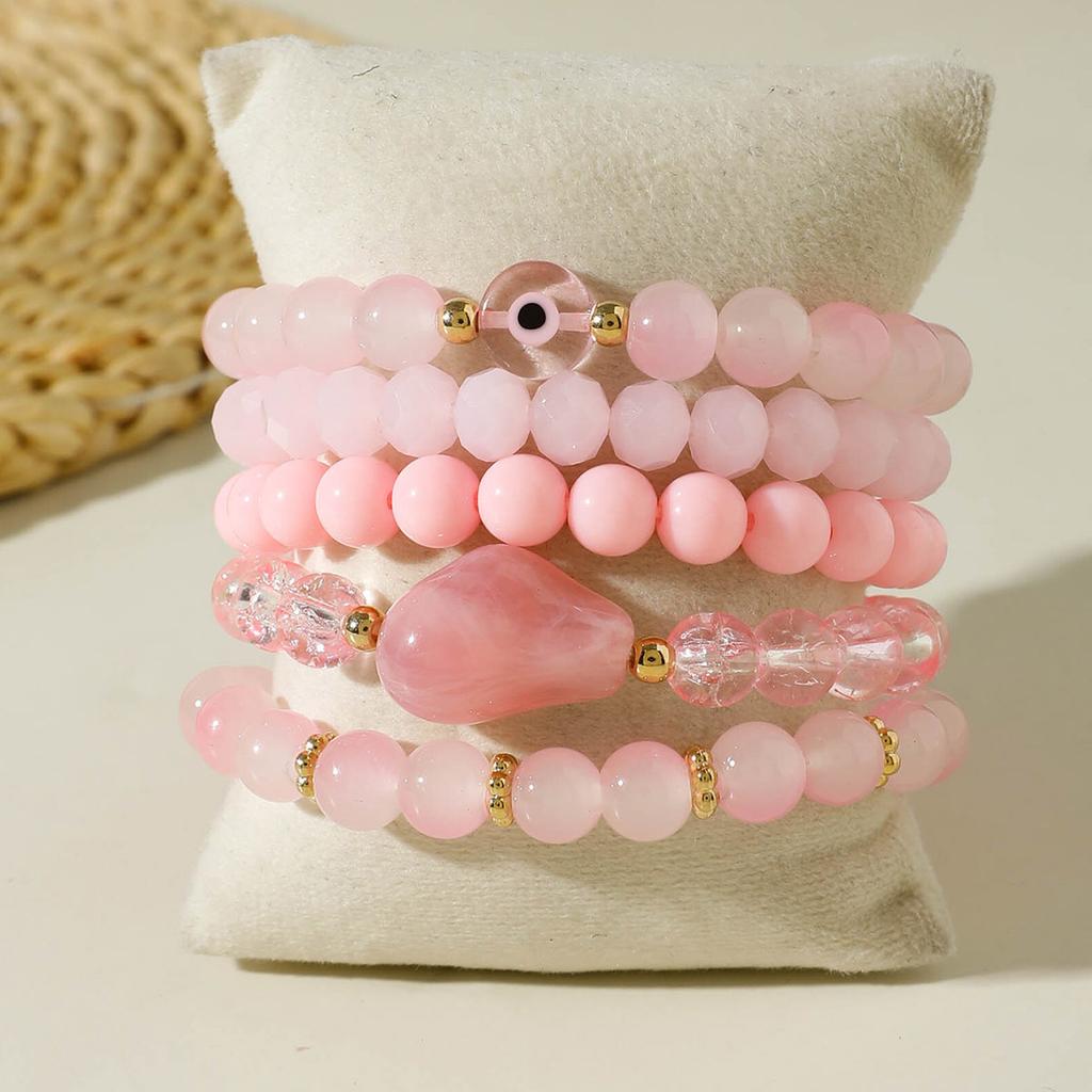 Bohemian meter beaded multi-layer stacked elastic bracelet contrasting color women's bracelet set