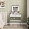 Storage Dressing Table, with LED Light Mirror - White