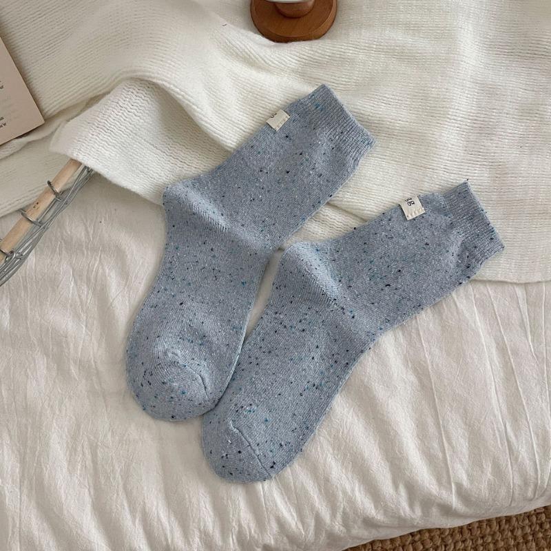 Chaussettes Tube Pile Laine Standard Épaissies Chaudes Couleur Unie Automne et Hiver pour Femme