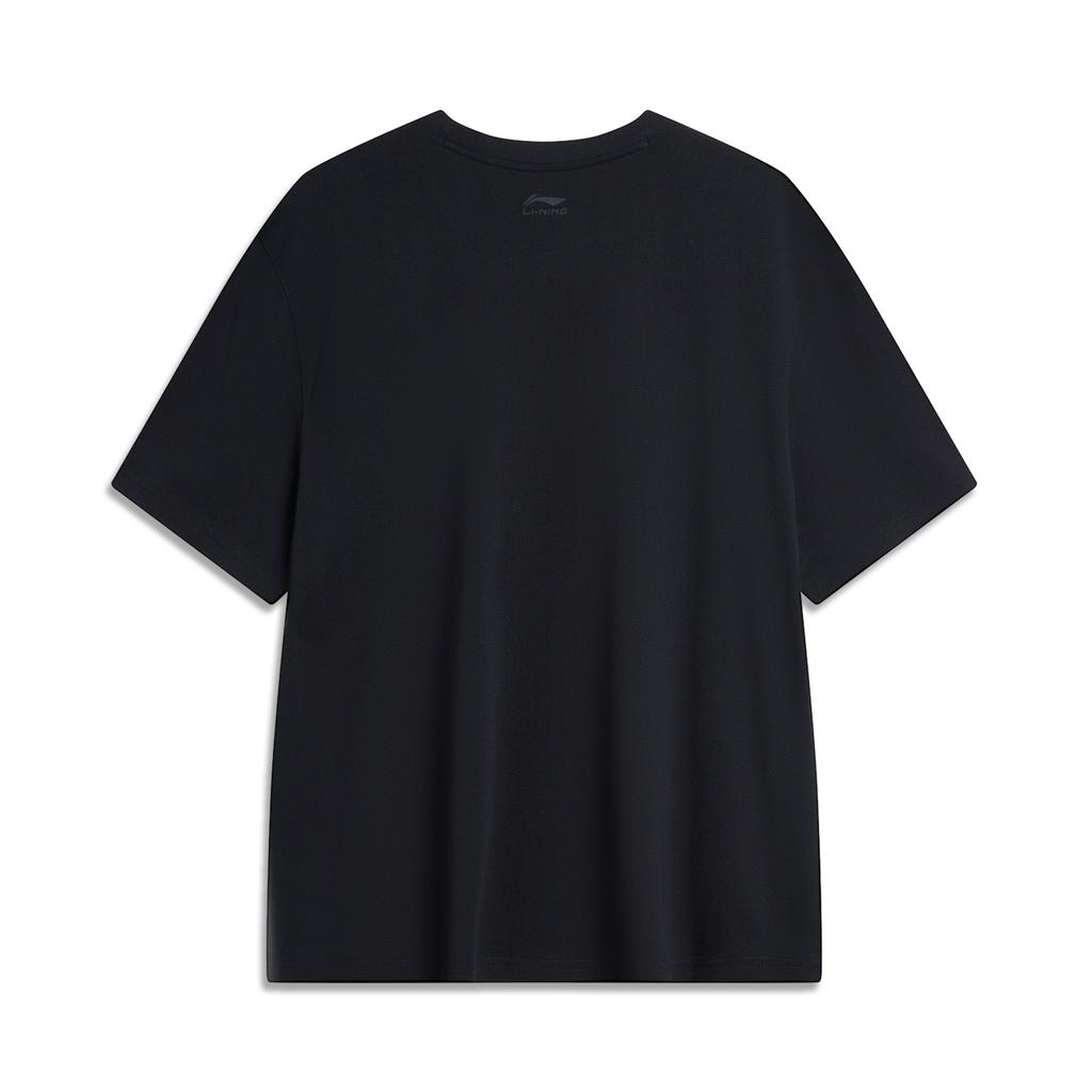 Li-Ning Weekend Youth Sports Fashion Series Retro Round Neck Loose Casual Short Sleeve Cotton T-Shirt Unisex Tops Black AHSU689-6