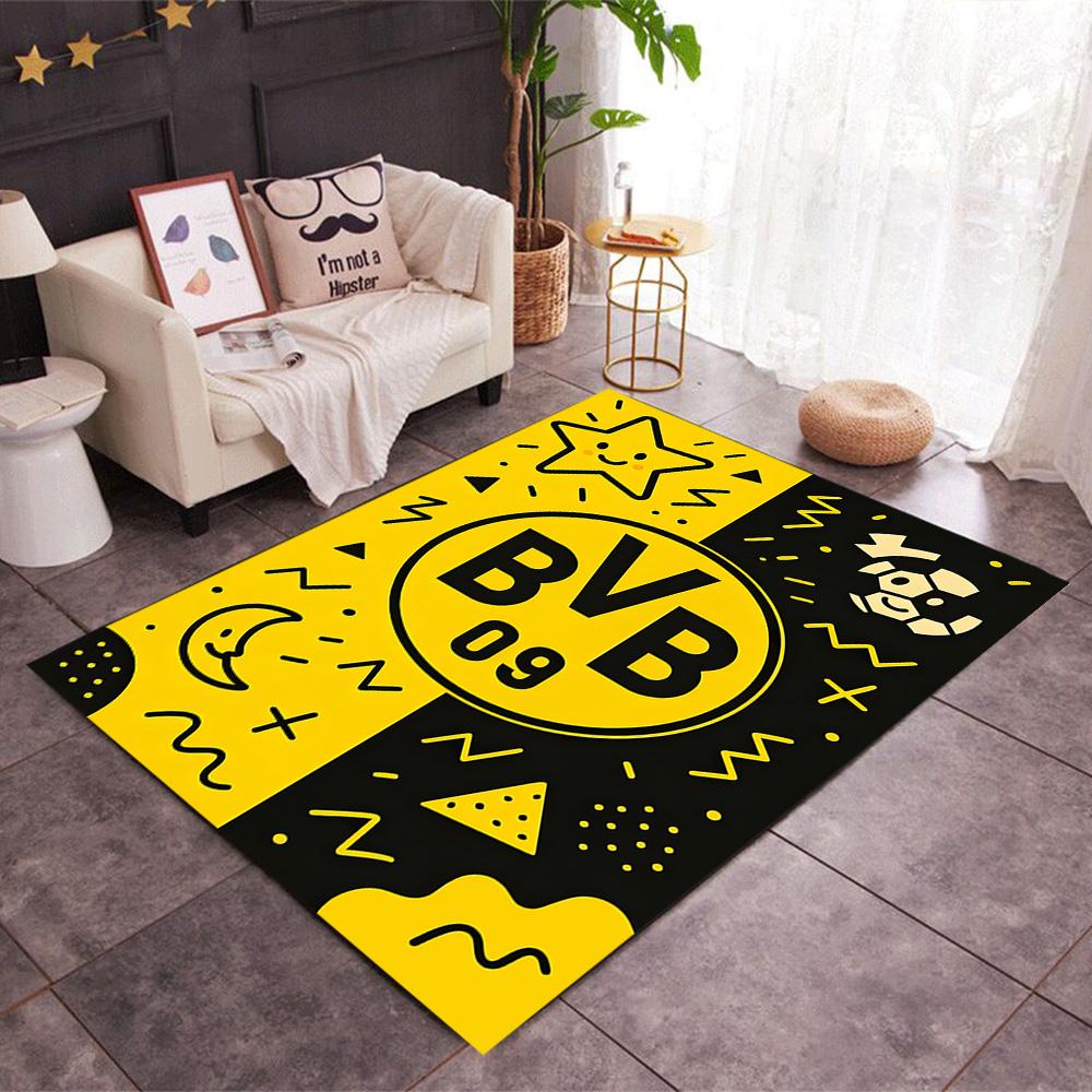 Χαλάκια Αντιολισθητικά με Θέμα Splatter Art - Λογότυπο Bvb 09 - Διακόσμηση Σπιτιού από Πολυεστέρα, Κατάλληλα για Υπνοδωμάτια, Σαλόνια, Εισόδους, Στούντιο και Διακοσμήσεις
