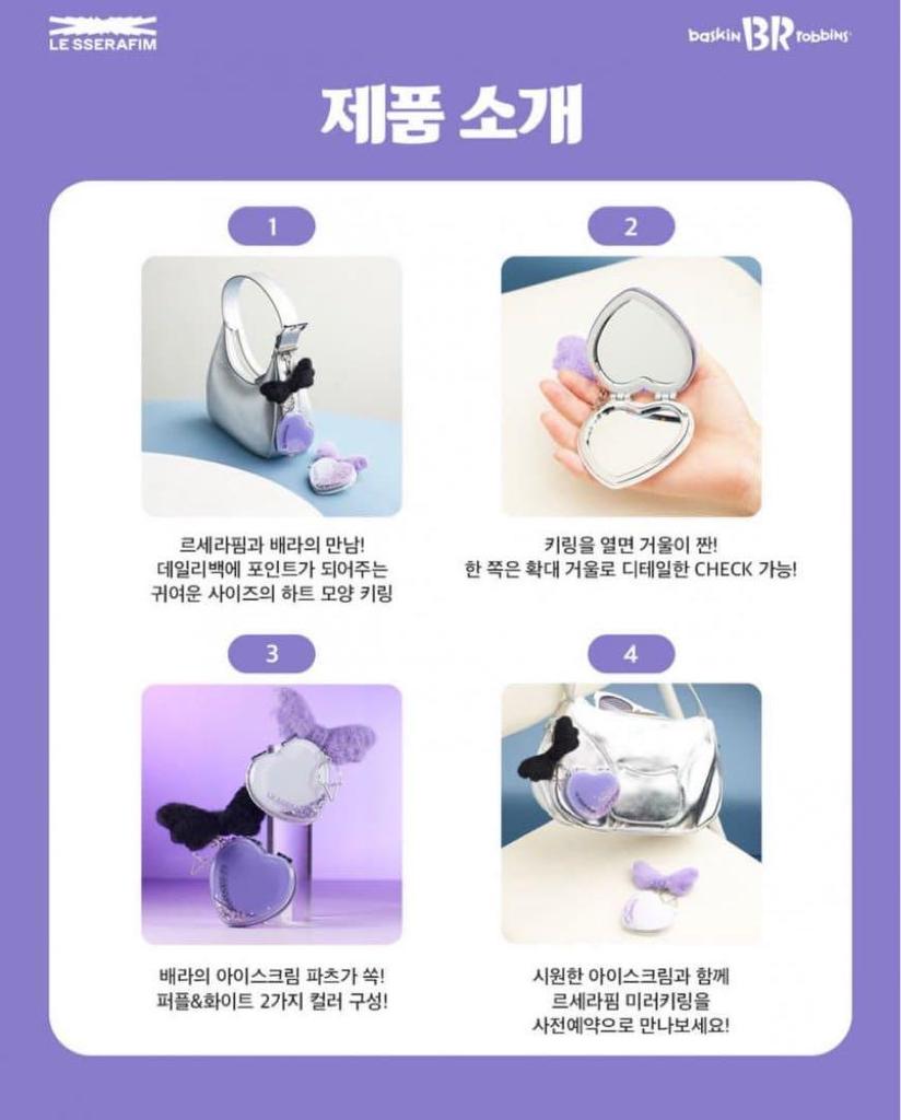 [USED] LE SSERAFIM Mirror Keyring Purple Baskin-Robbins