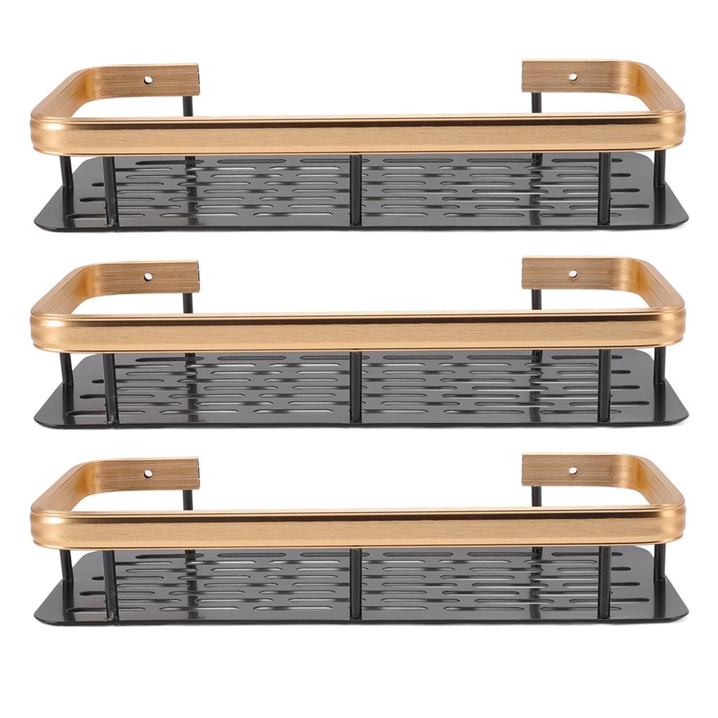 Shower Storage Rack 3 Layers Punch   Rectangle Aluminum Shower Shelf Basket for Home Bathroom