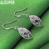 925 Sterling Silver Leaf Pendant Piercing Earrings Fashion Charm Wedding Jewelry