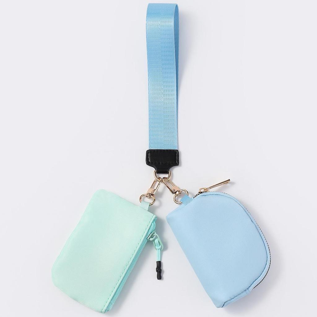 LULU Color Block Waterproof Nylon Coin Purse & Wristlet Key Bag