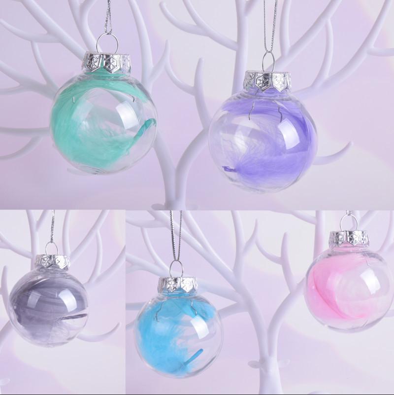 Acrylic Feather Transparent Christmas Ornament Ball