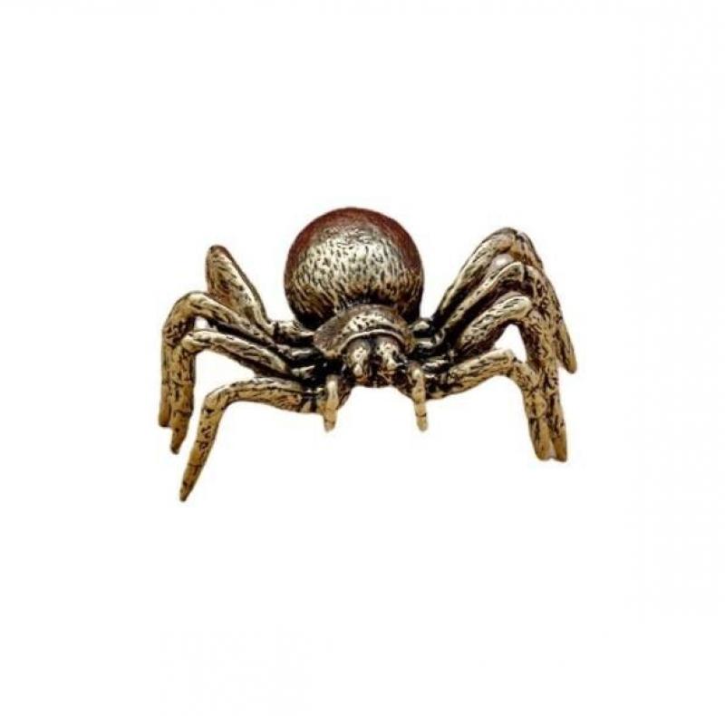 Rare Chinese Art Old Brass Handmade Spider Statue Figure Tea Pet Decoration Gift